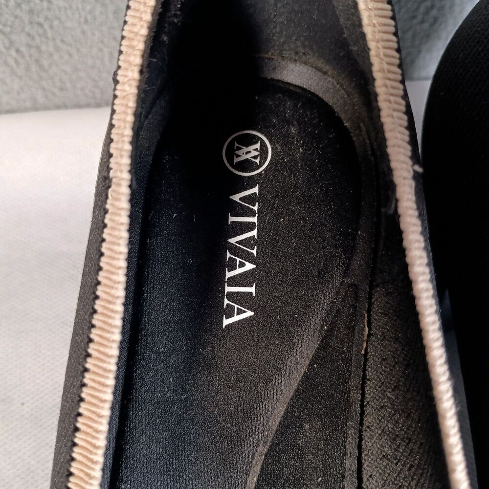 Vivaia Julie Pro Almond Toe Heels Pumps Womens 8 - 8.5 Beige Black Knit - Picture 12 of 12